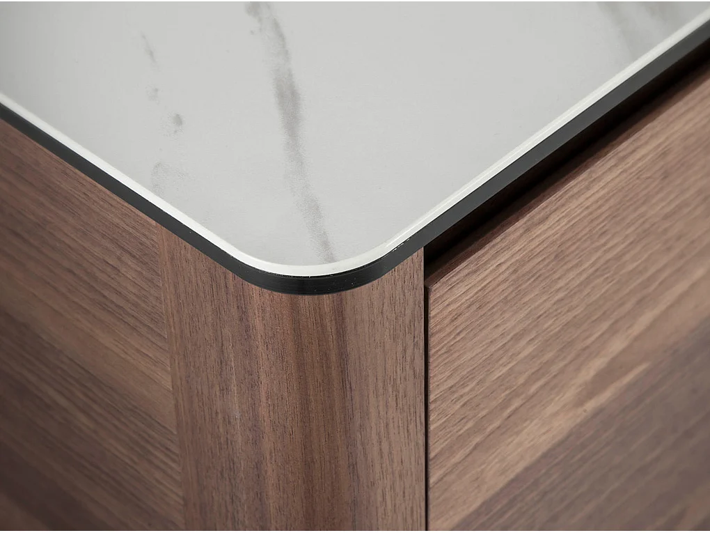 Aparador em nogueira com tampo de vidro a imitar mármore 3080 ANGEL CERDA