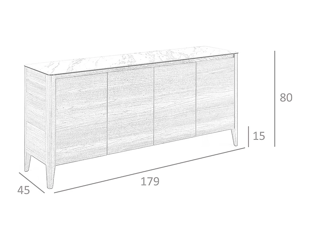 Walnut sideboard with porcelain marble top 3080 ANGEL CERDA