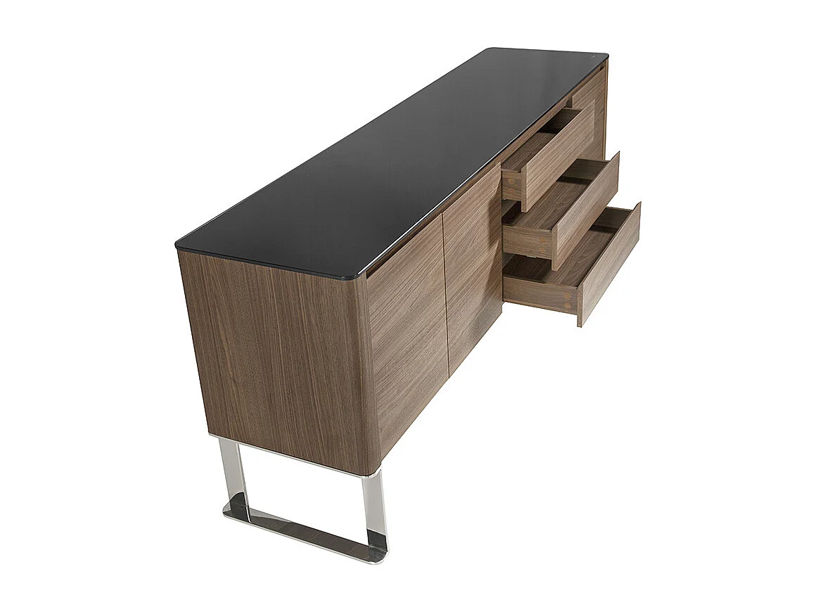 Aparador nogal y tapa cristal negro  3060 ANGEL CERDA