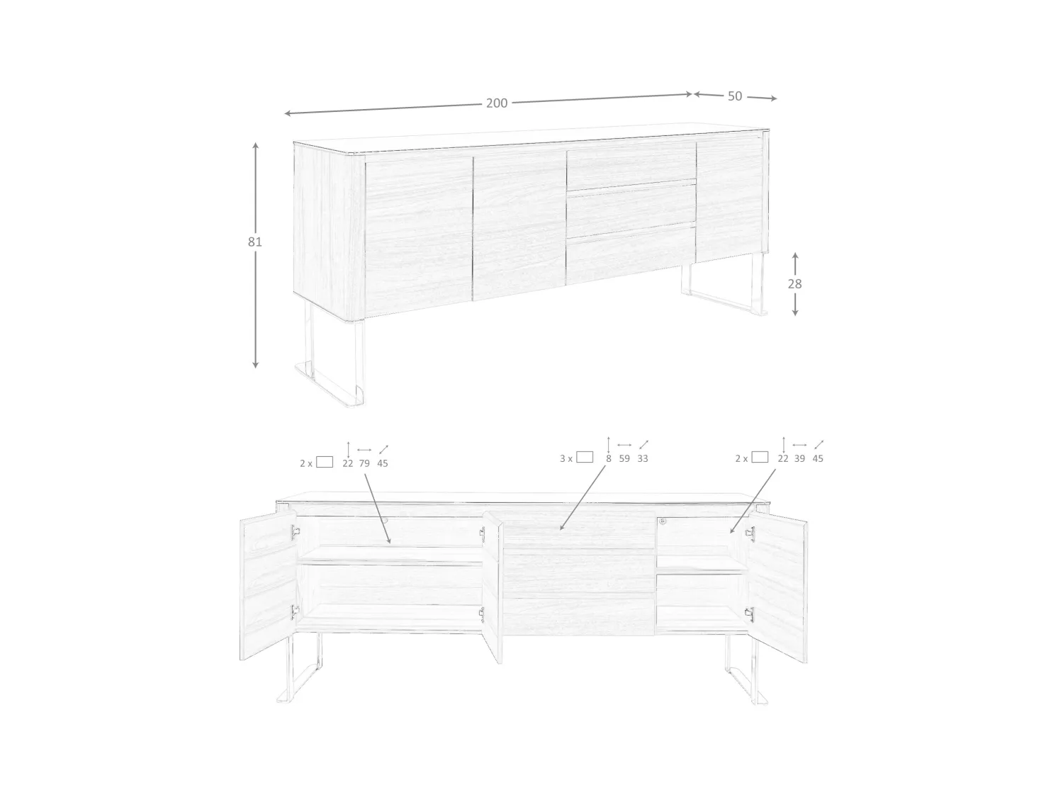 Sideboard aus Nussbaumholz   3060 ANGEL CERDA