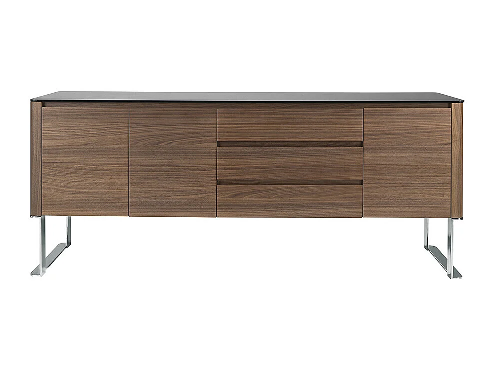 Madia noce, acciaio cromato e piano in vetro nero 3060 ANGEL CERDA