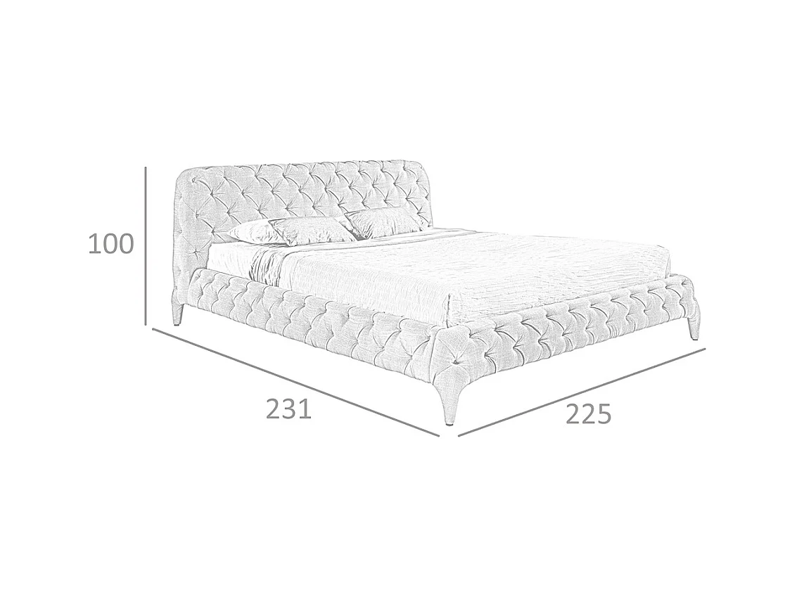 Lit tapissé en tissu gris