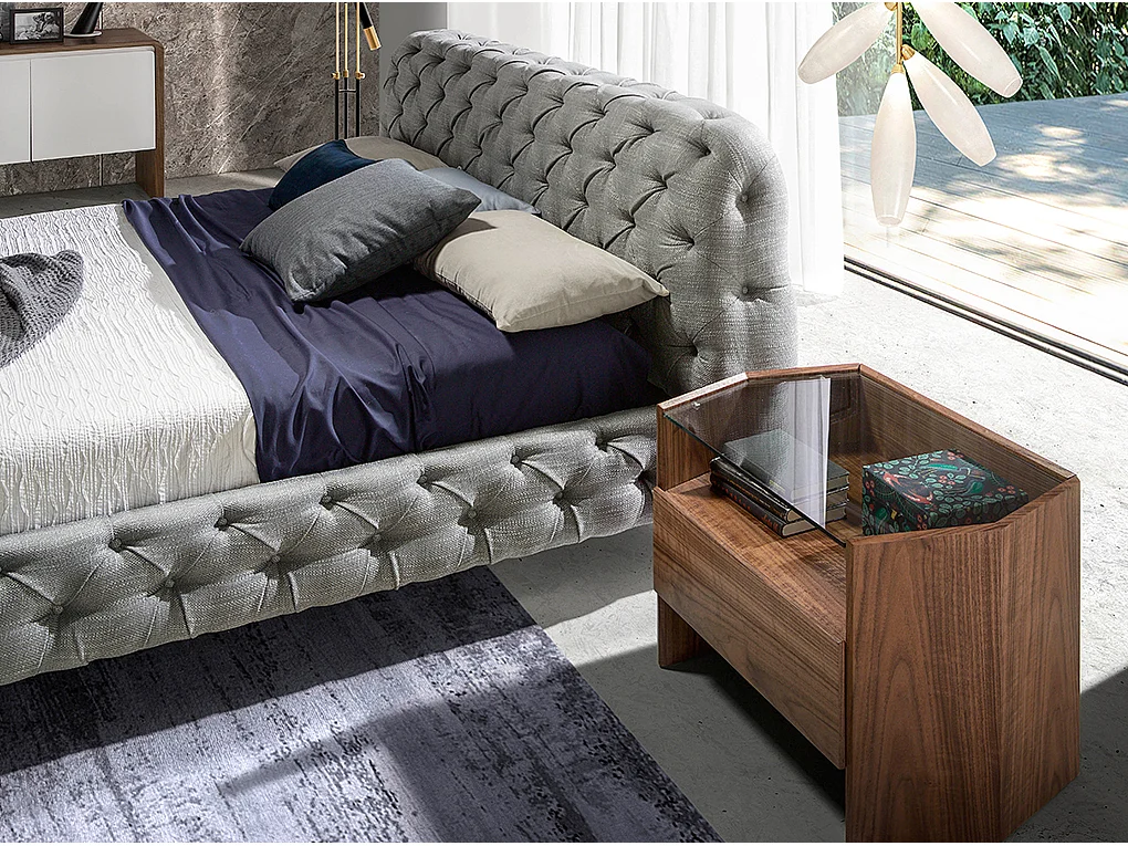 Polsterbett gepolstertem grauem Stoff  7029 ANGEL CERDA