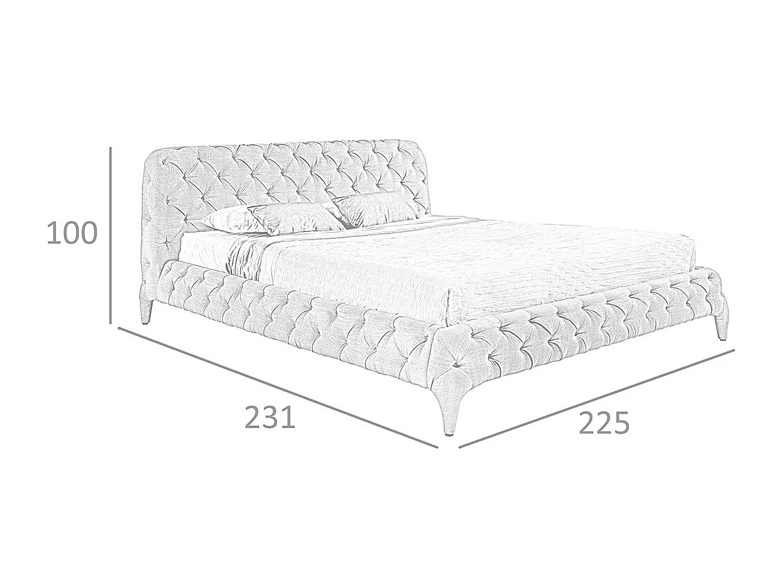 Polsterbett gepolstertem grauem Stoff  7029 ANGEL CERDA