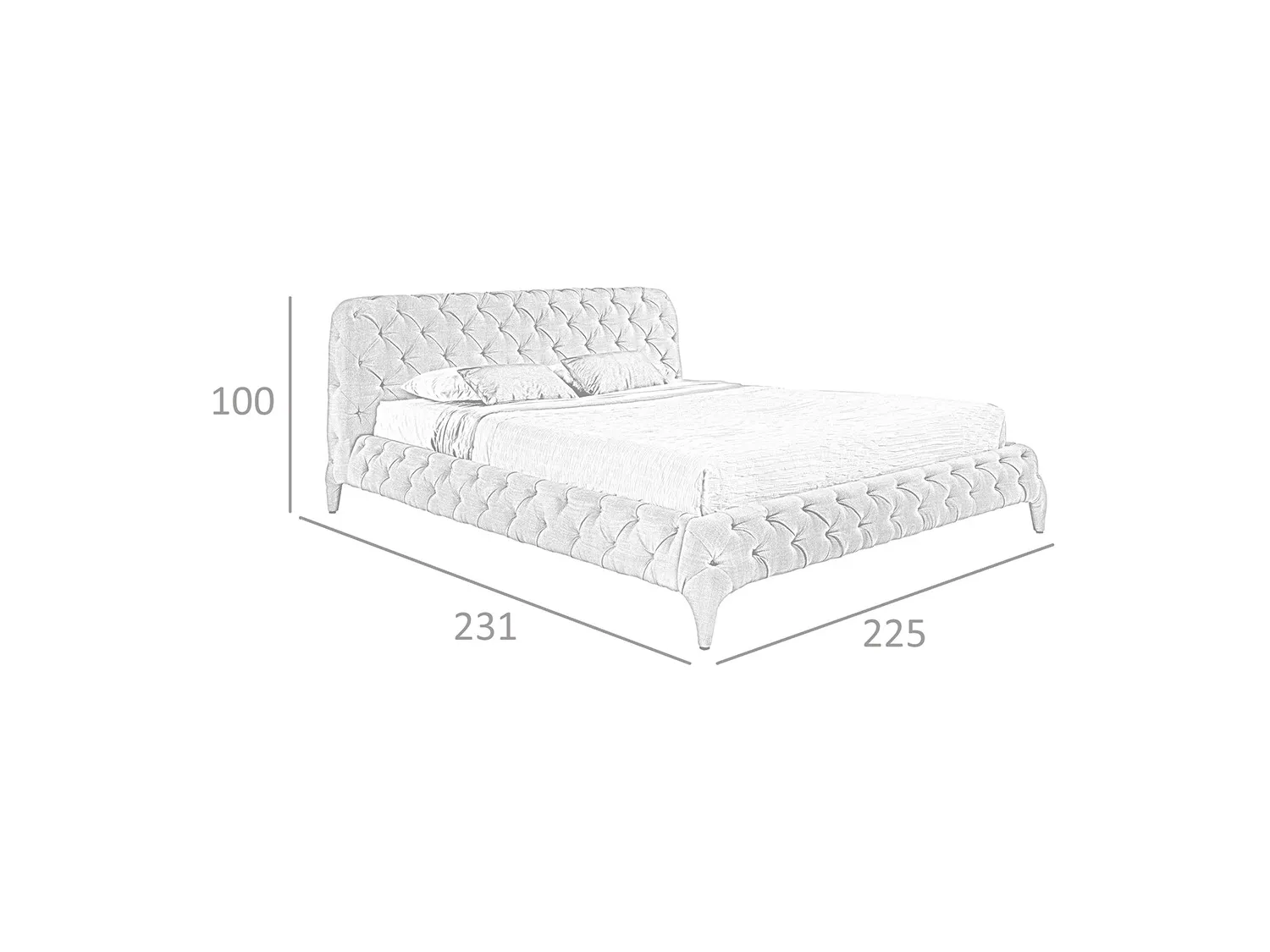 Gestoffeerd bed in grijze stof met gewatteerde bekleding 7029 ANGEL CERDA
