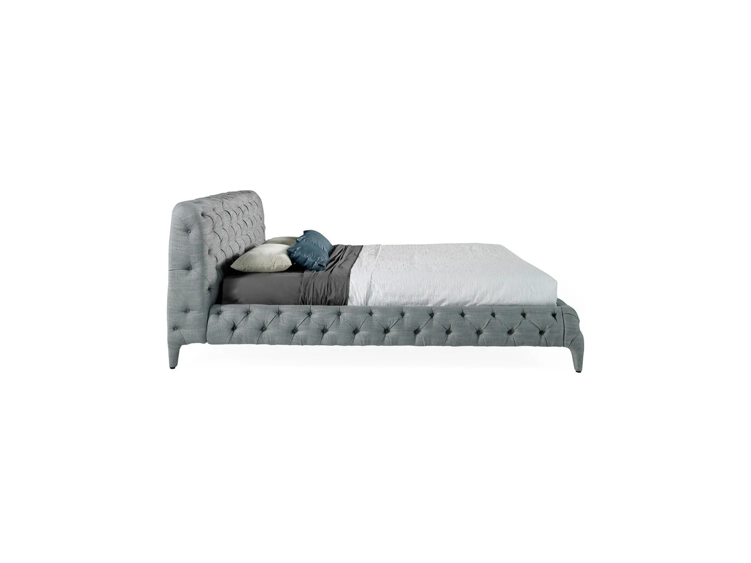 Gestoffeerd bed in grijze stof met gewatteerde bekleding 7029 ANGEL CERDA