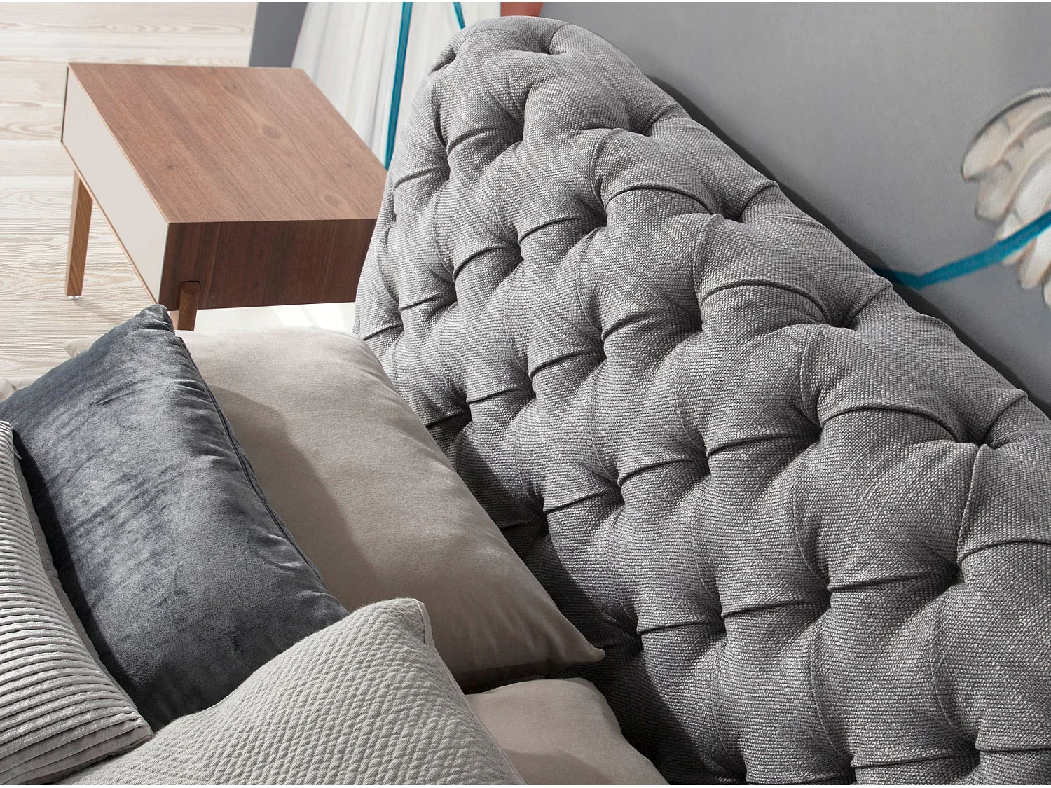 Lit tapissé en tissu gris 7029 ANGEL CERDA