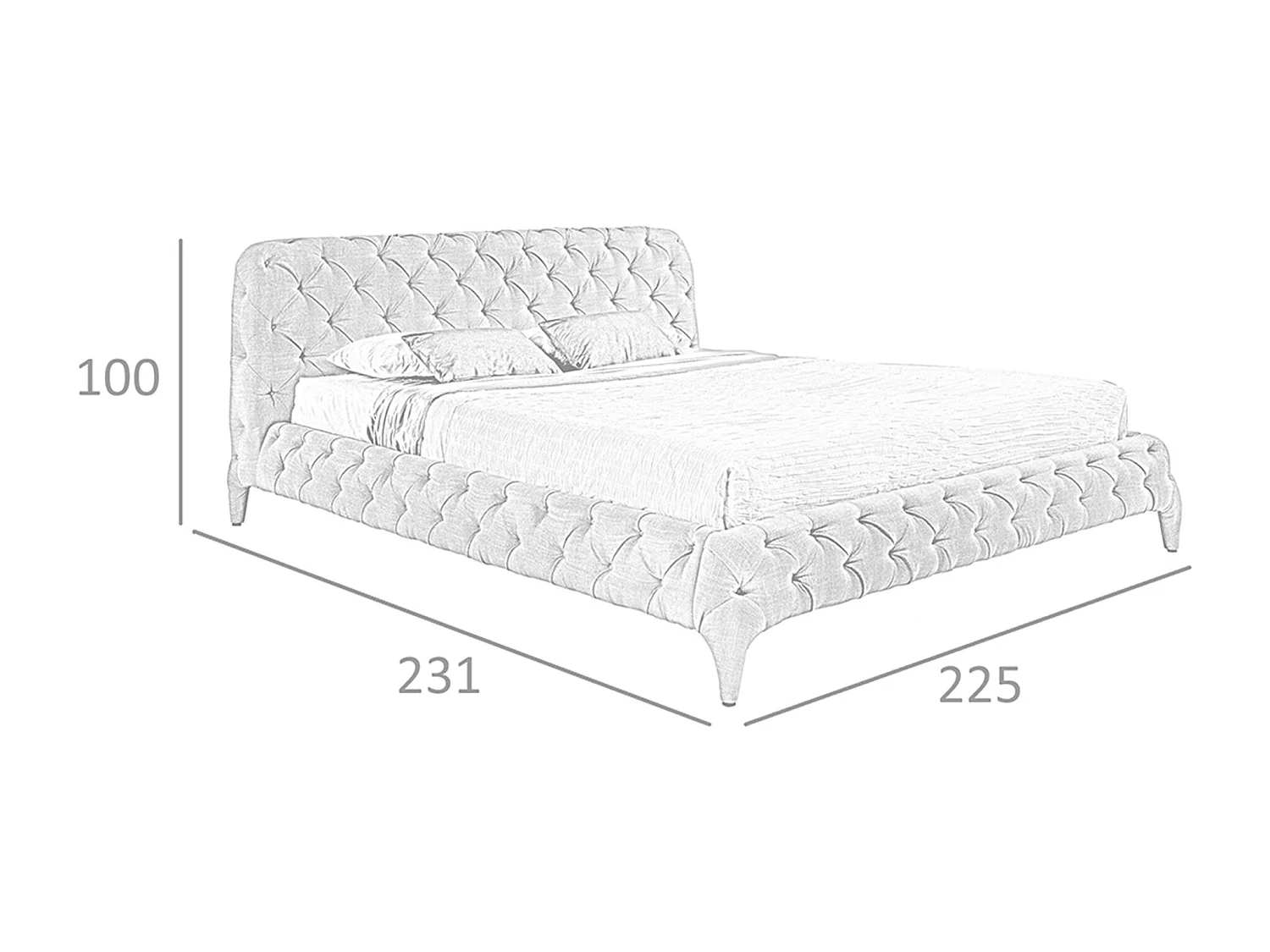 Lit tapissé en tissu gris 7029 ANGEL CERDA