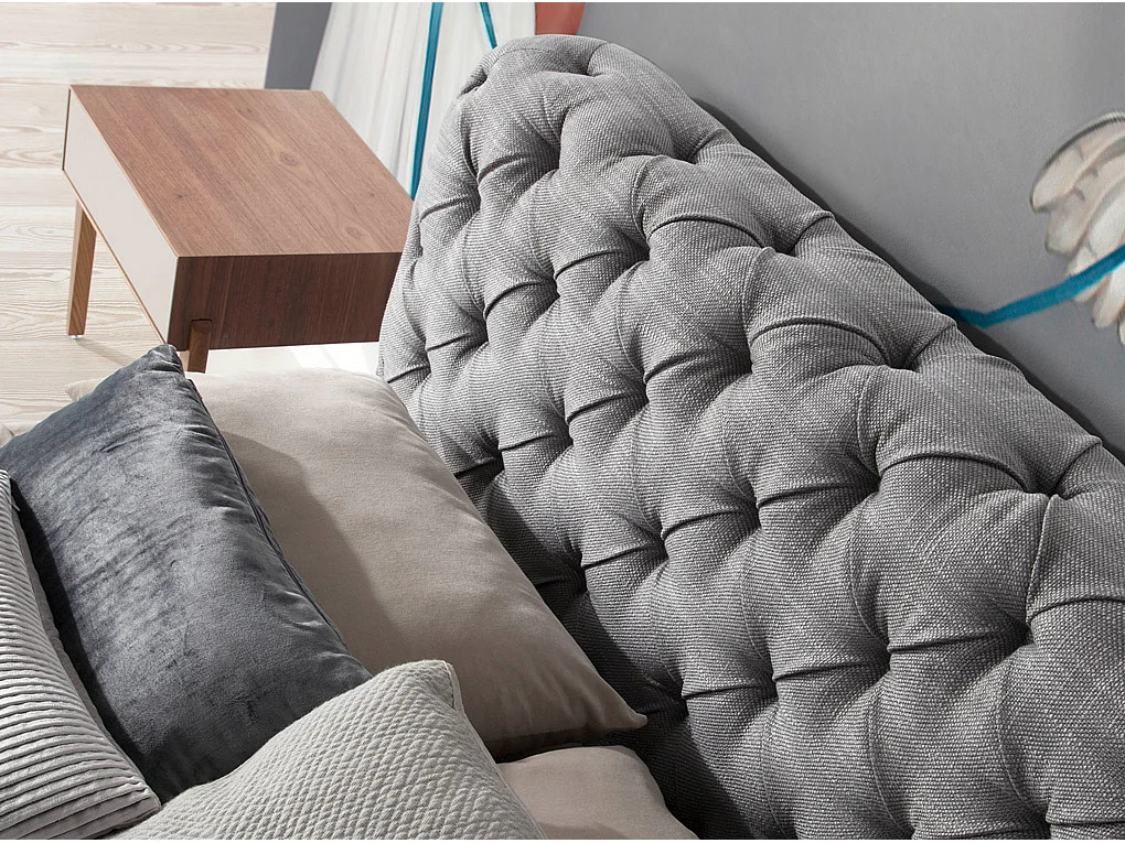 Lit tapissé en tissu gris 7029 ANGEL CERDA