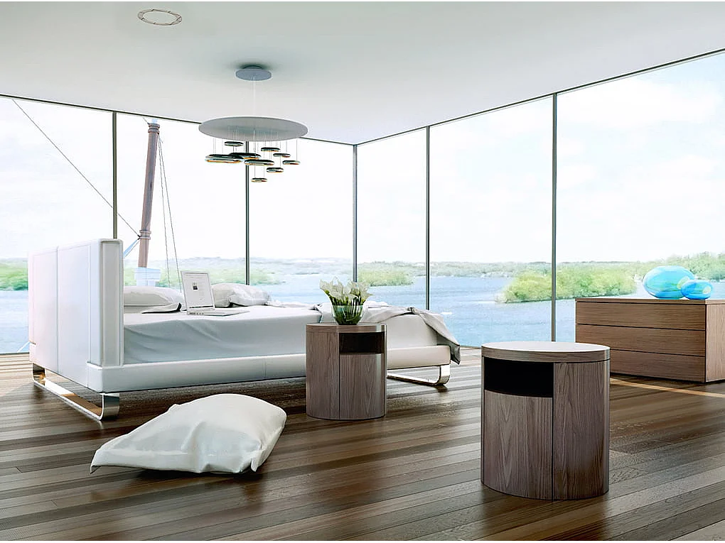 Lit en simili-cuir blanc