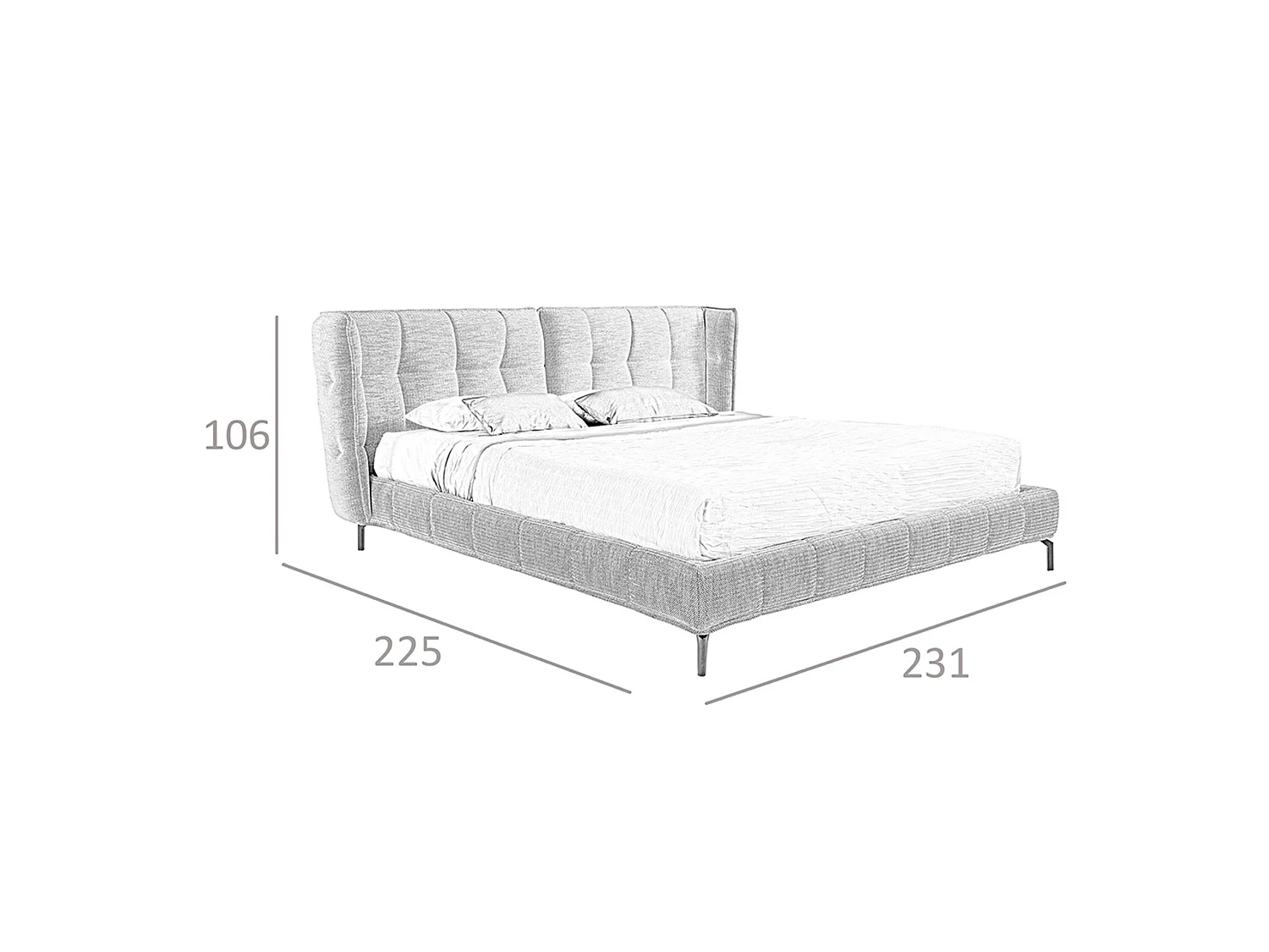 Blauw en wit doorgestikt bed 7030 ANGEL CERDA