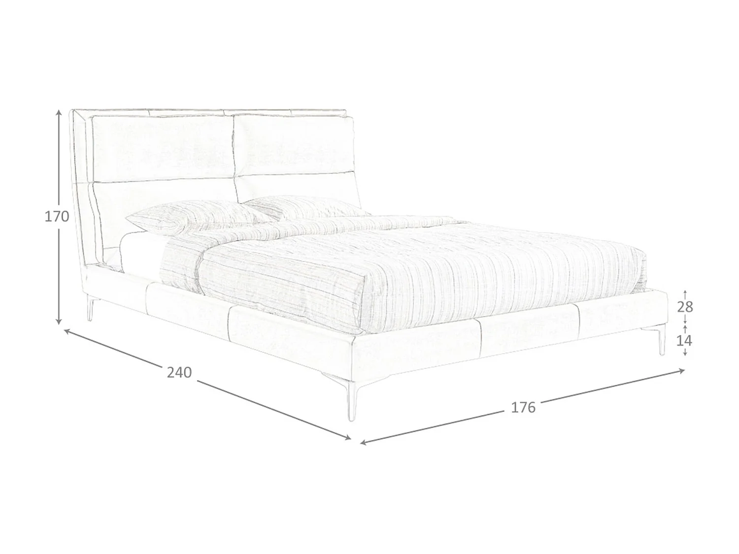 Lit en similicuir couleur vison 7014 ANGEL CERDA