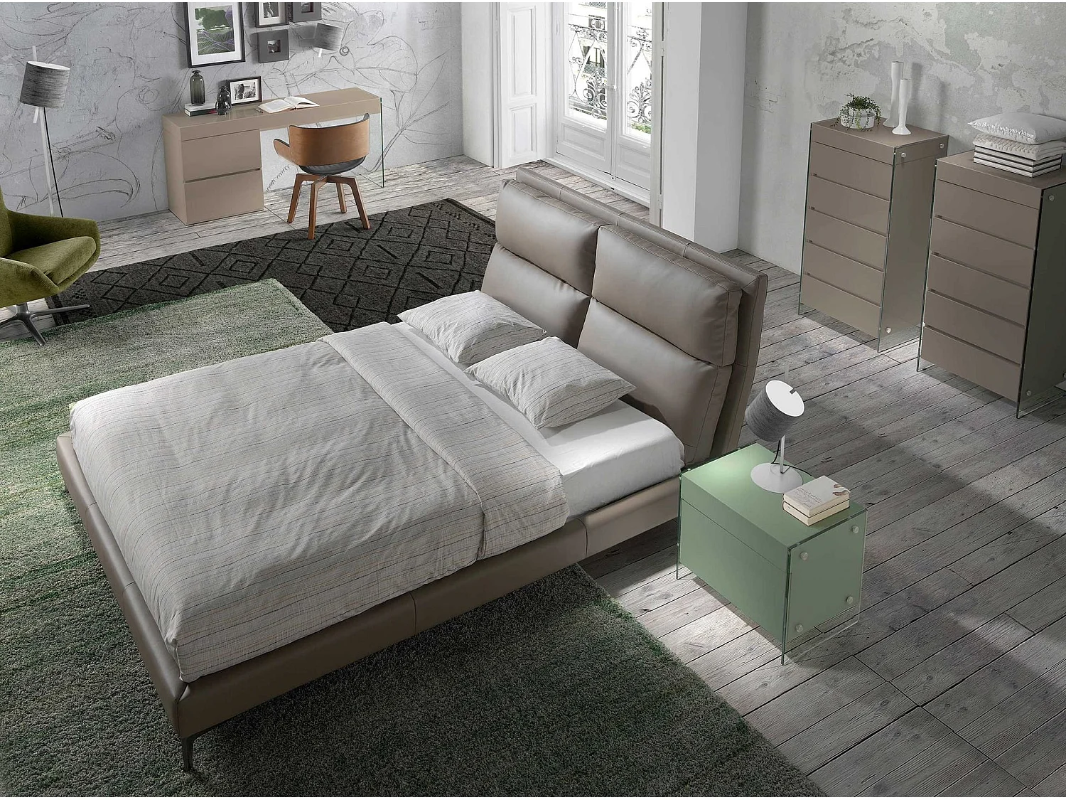 Lit en similicuir couleur vison 7014 ANGEL CERDA