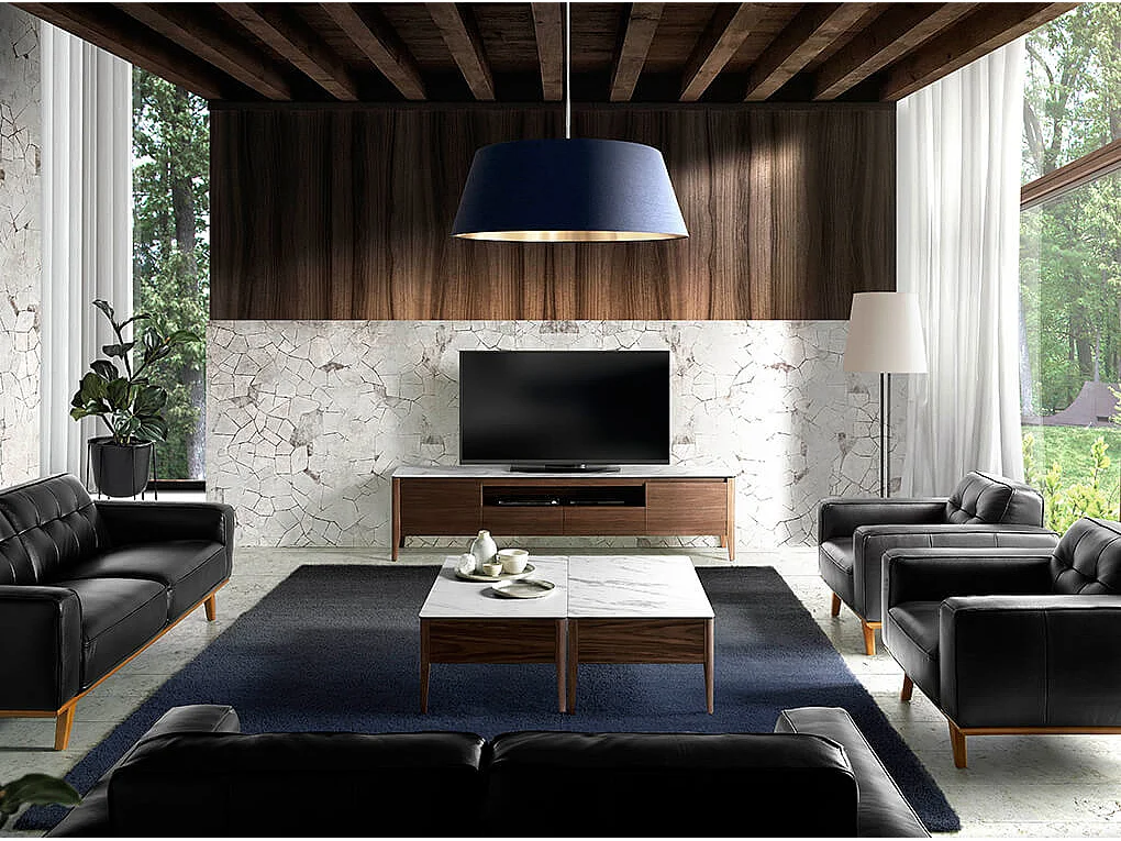 Sofá 2 plazas tapizado piel vacuno negro  6030 ANGEL CERDA