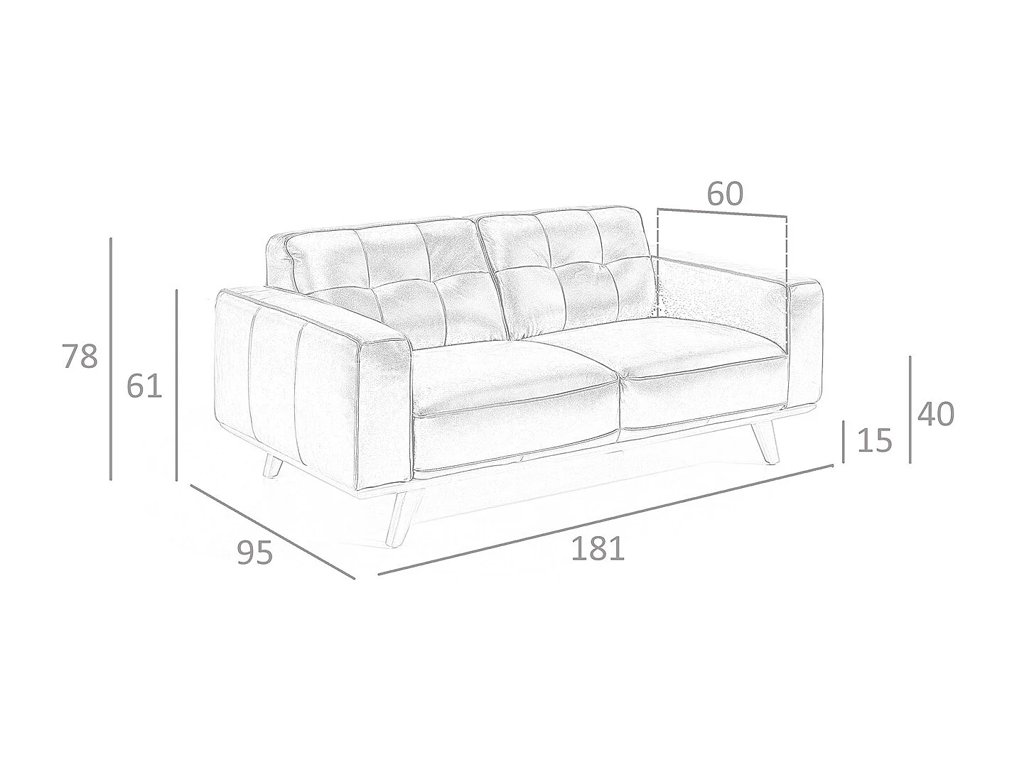 Sofá 2 plazas tapizado piel vacuno negro  6030 ANGEL CERDA