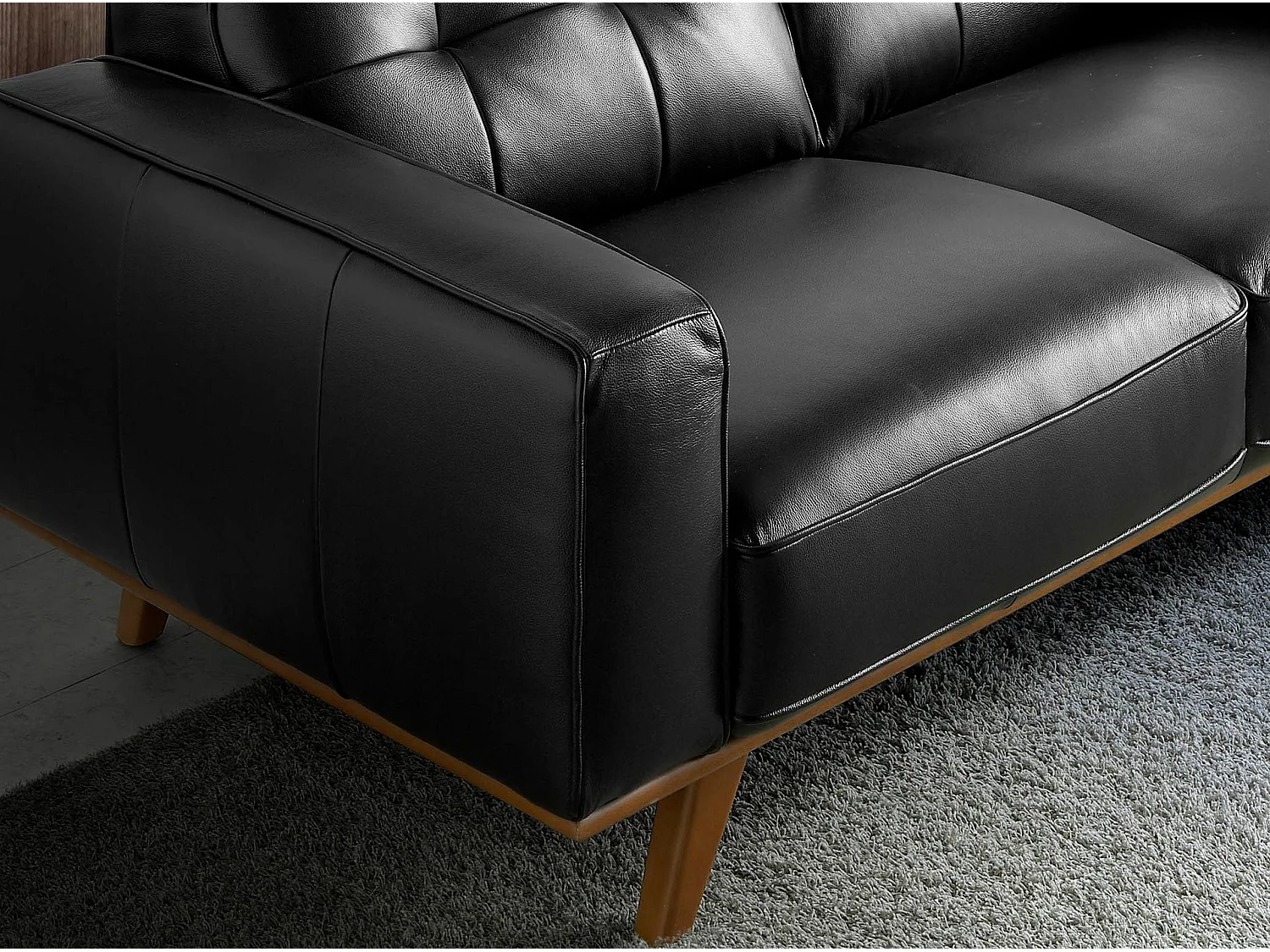 Chester 2-Sitzer Sofa aus schwarzem Leder 6030 ANGEL CERDA