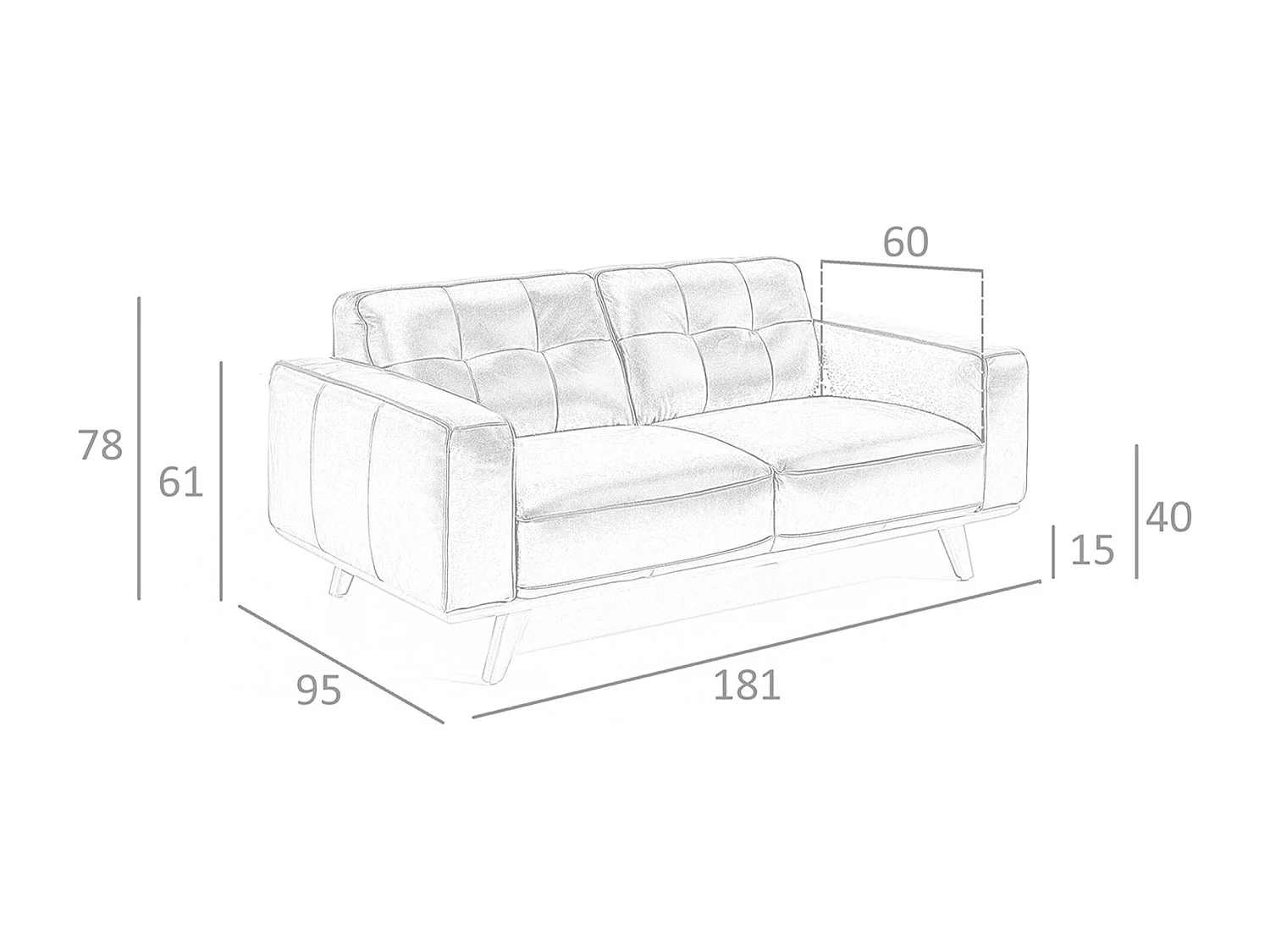 Chester 2-Sitzer Sofa aus schwarzem Leder 6030 ANGEL CERDA