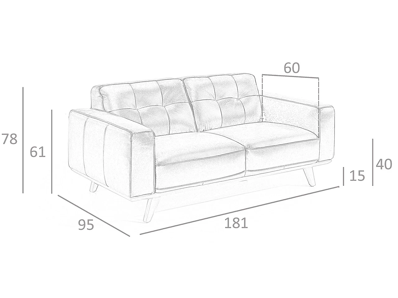 Chester 2-Sitzer Sofa aus schwarzem Leder 6030 ANGEL CERDA