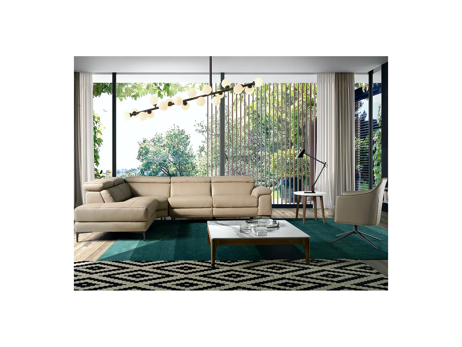 Hoekbank relaxmechanismen rundleder 6042 ANGEL CERDA