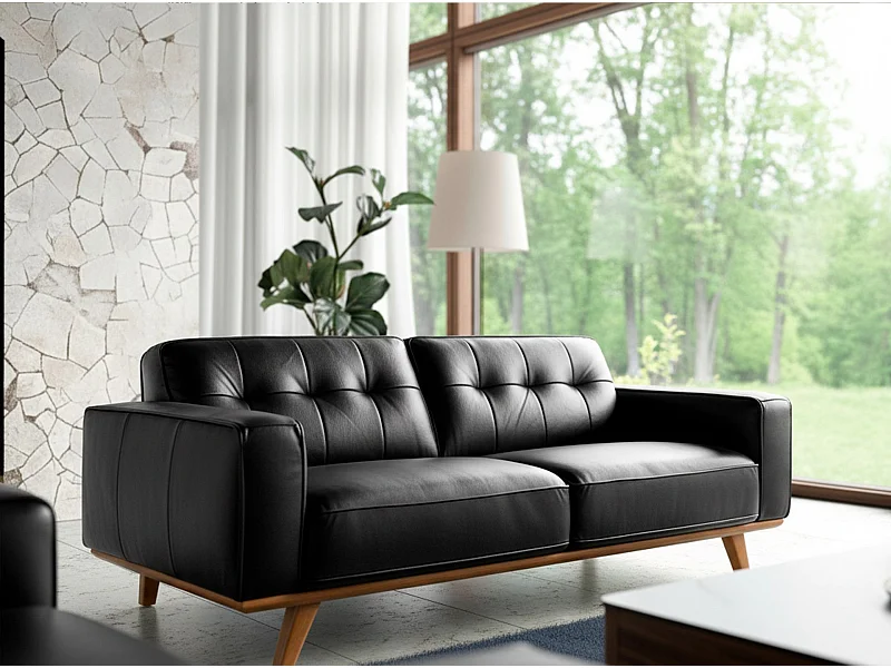 Chester 3-zitsbank in zwart leer 6031 ANGEL CERDA