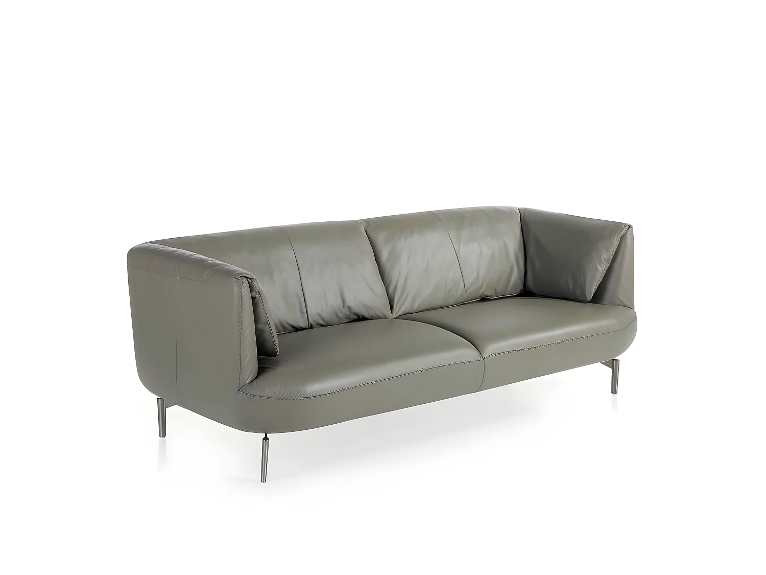 Divano 3 posti rivestito in pelle con gambe in acciaio lucido   6037 ANGEL CERDA