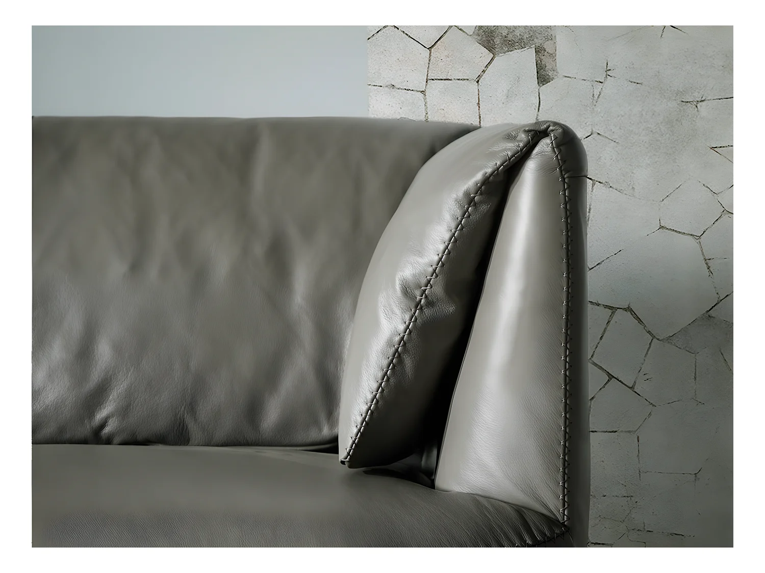 Divano 3 posti rivestito in pelle con gambe in acciaio lucido   6037 ANGEL CERDA