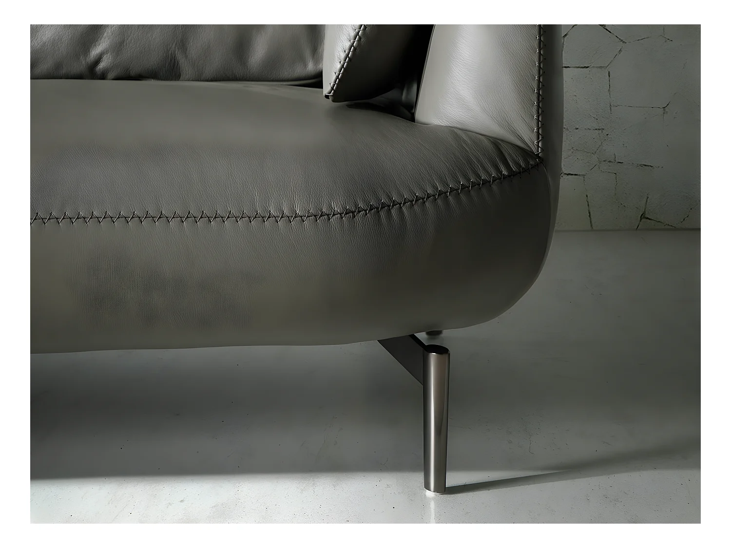 Divano 3 posti rivestito in pelle con gambe in acciaio lucido   6037 ANGEL CERDA