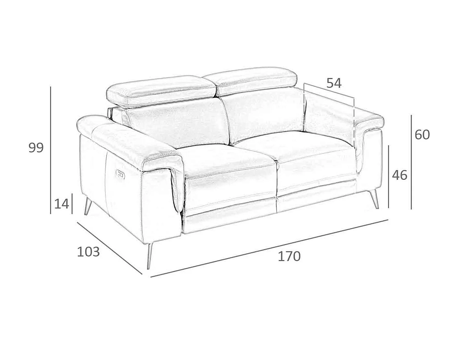 Divano relax a 2 posti in pelle marrone cioccolato 6050 ANGEL CERDA
