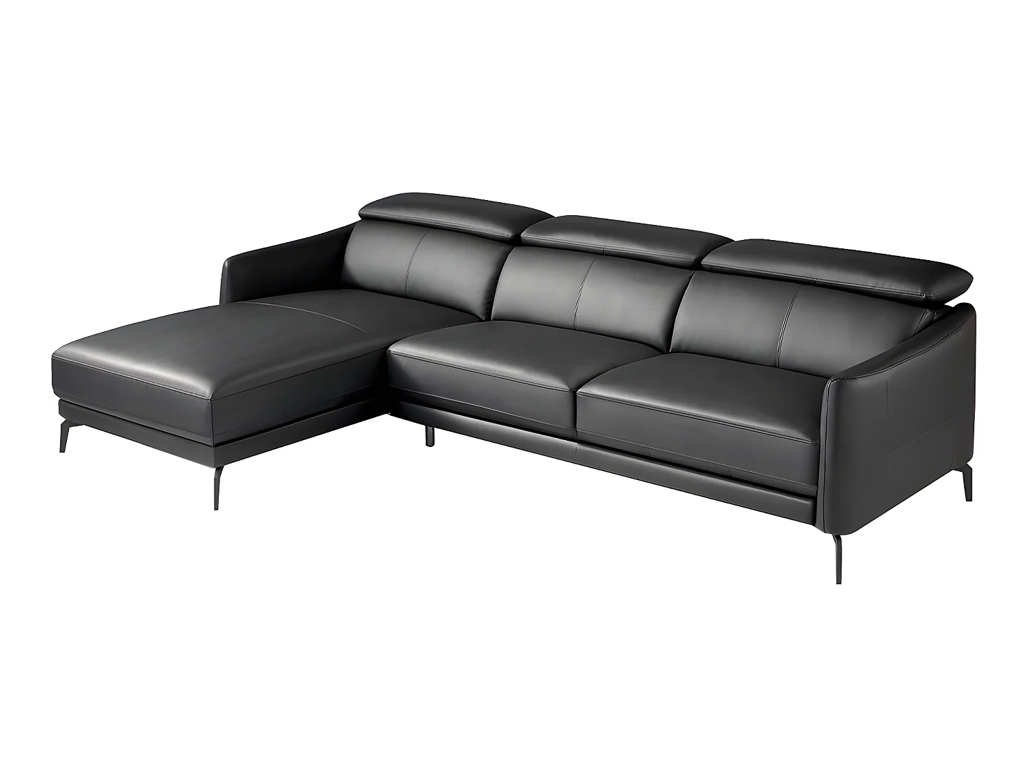 Chaiselongue-Sofa schwarzem Rindsleder 6040 ANGEL CERDA