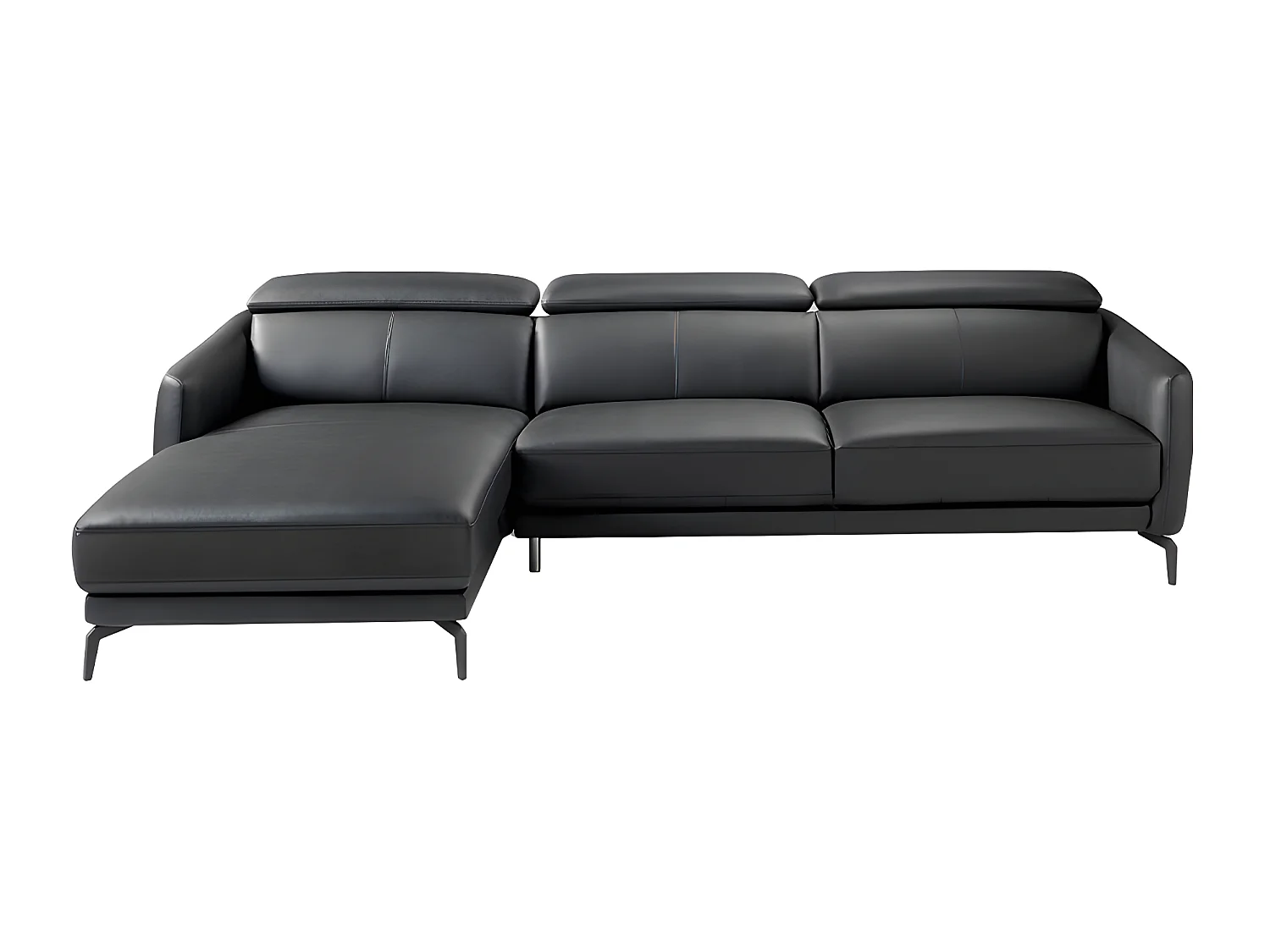 Chaiselongue-Sofa schwarzem Rindsleder 6040 ANGEL CERDA