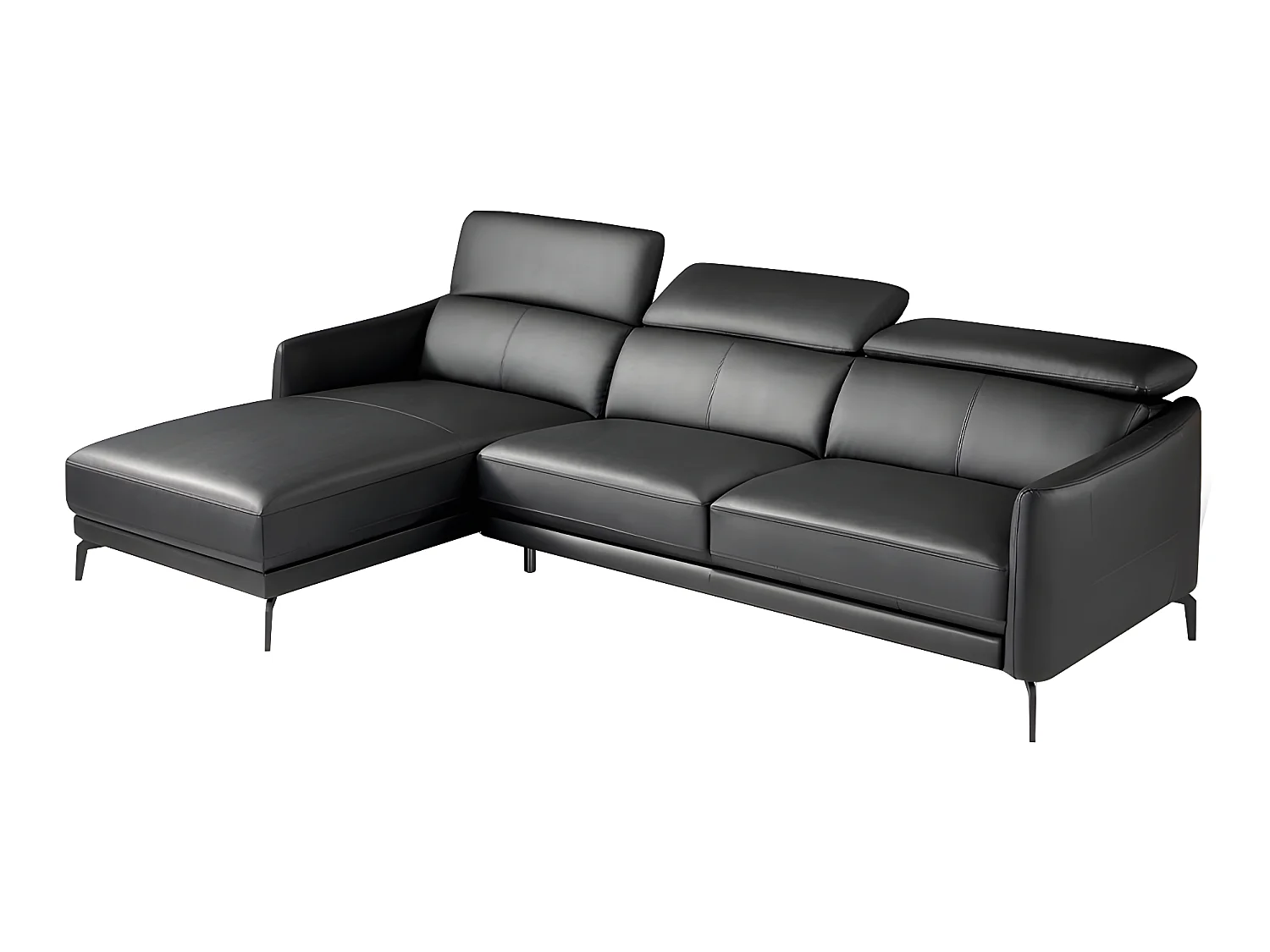 Chaiselongue-Sofa schwarzem Rindsleder 6040 ANGEL CERDA
