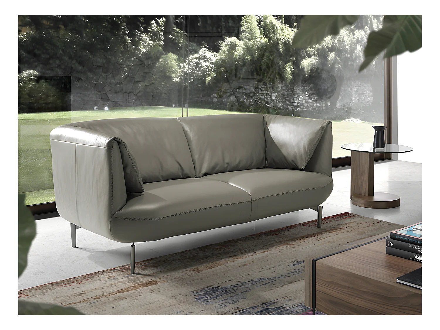 2-Sitzer-Sofa mit grauem Rindsleder   6036 ANGEL CERDA