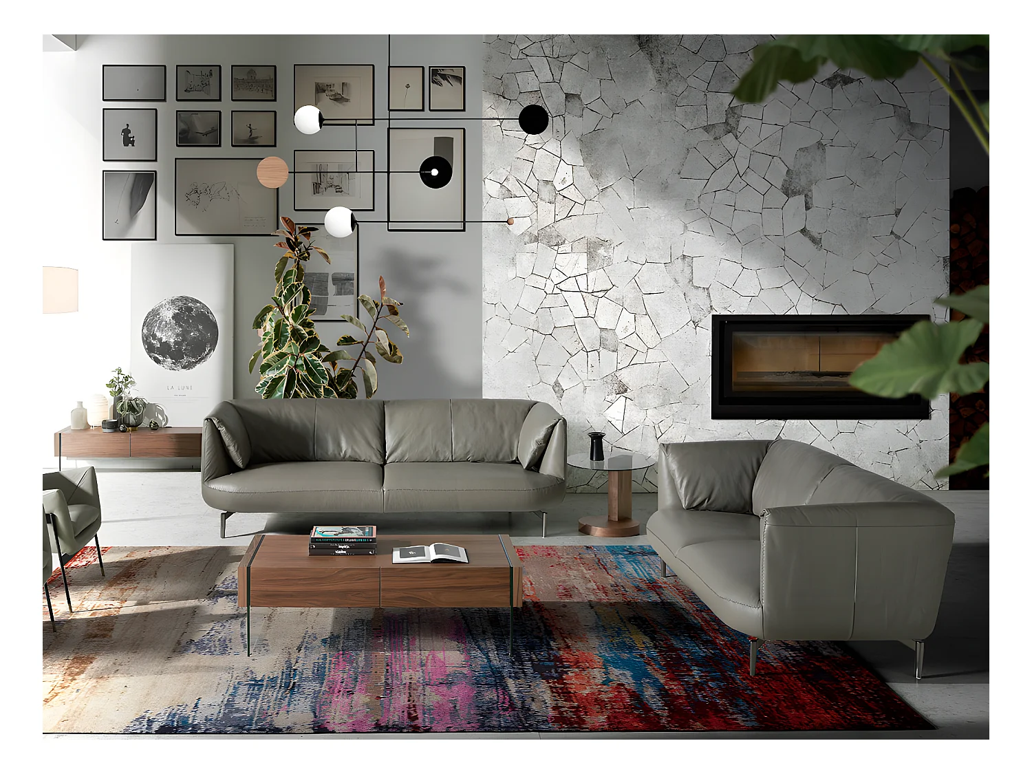 2 zits bank grijs rundleder 6036 ANGEL CERDA