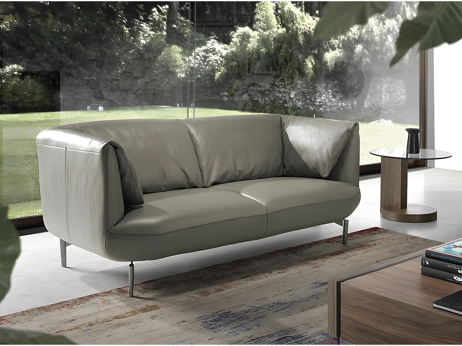 Canapé 2 places en cuir gris 6036 ANGEL CERDA