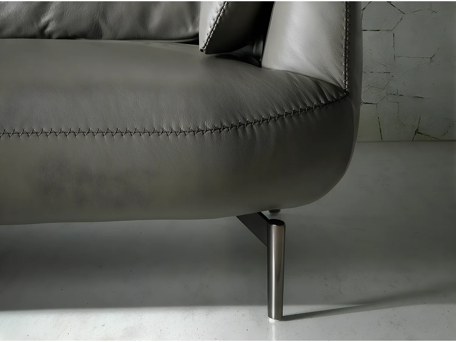 Canapé 2 places en cuir gris 6036 ANGEL CERDA