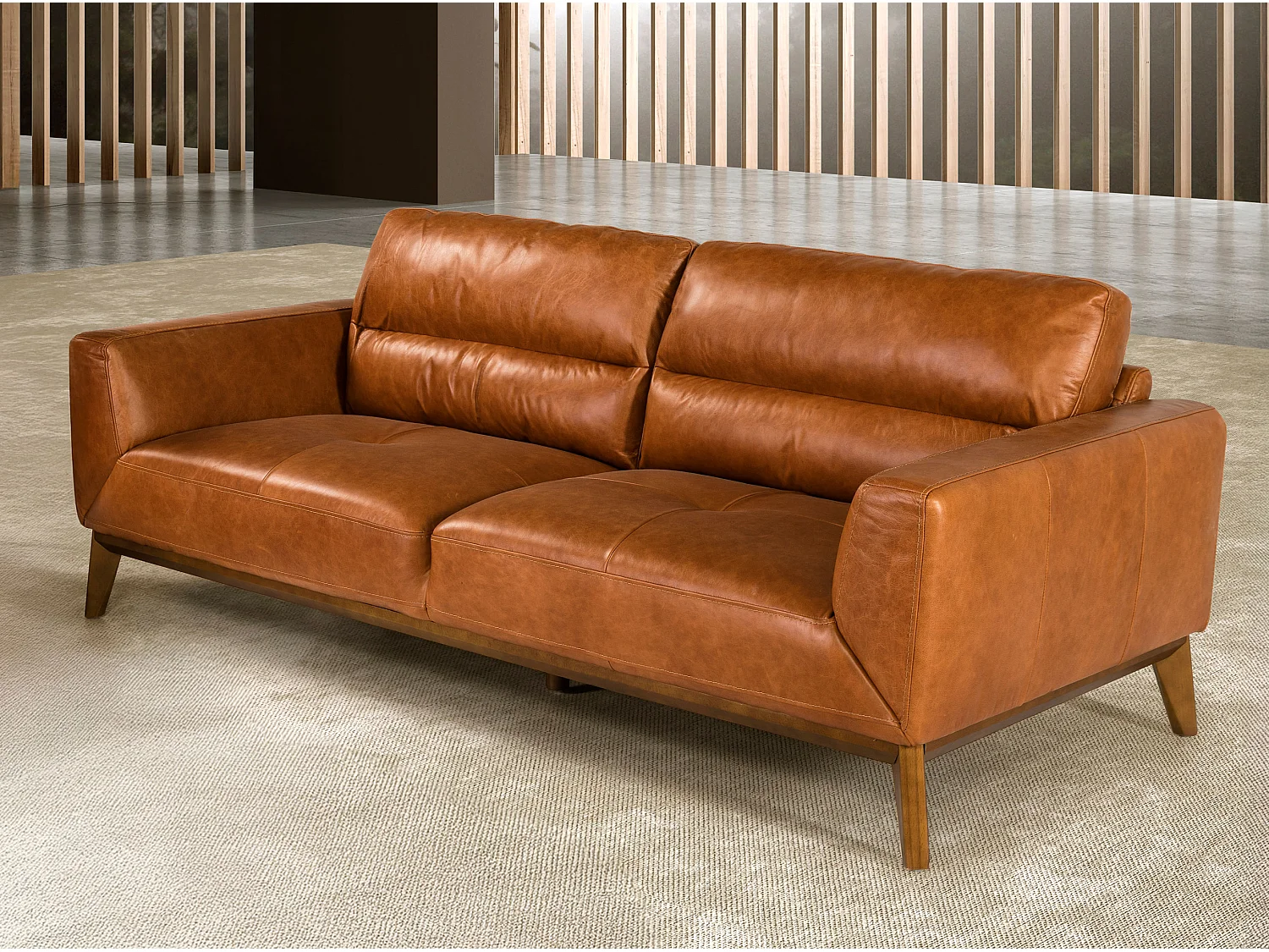 Canapé 3 places en cuir marron 6047 ANGEL CERDA