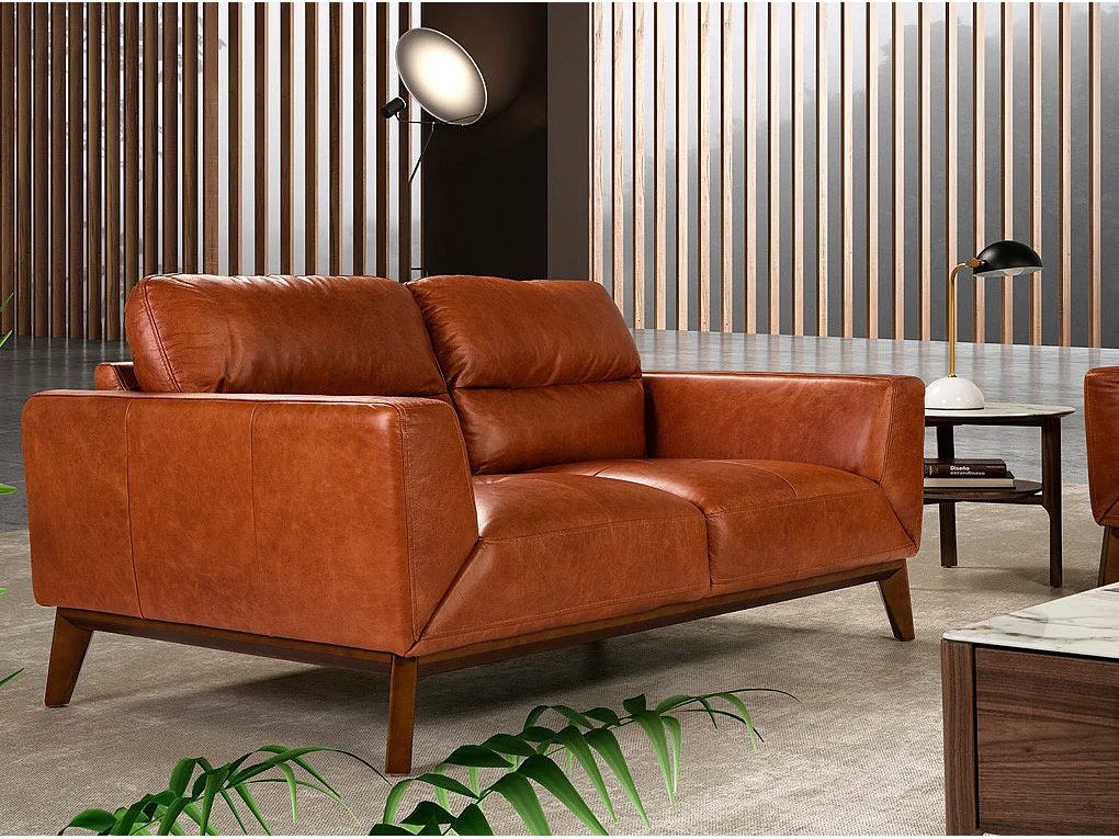 Canapé 3 places en cuir marron 6047 ANGEL CERDA