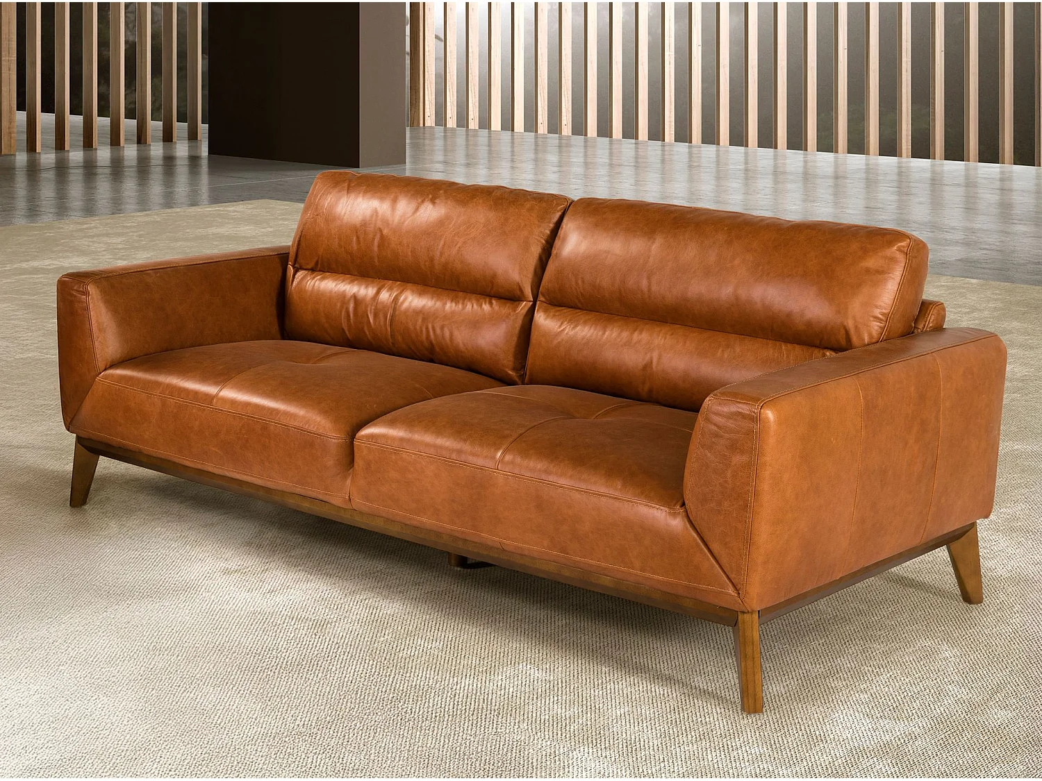 Divano a 3 posti in pelle marrone 6047 ANGEL CERDA