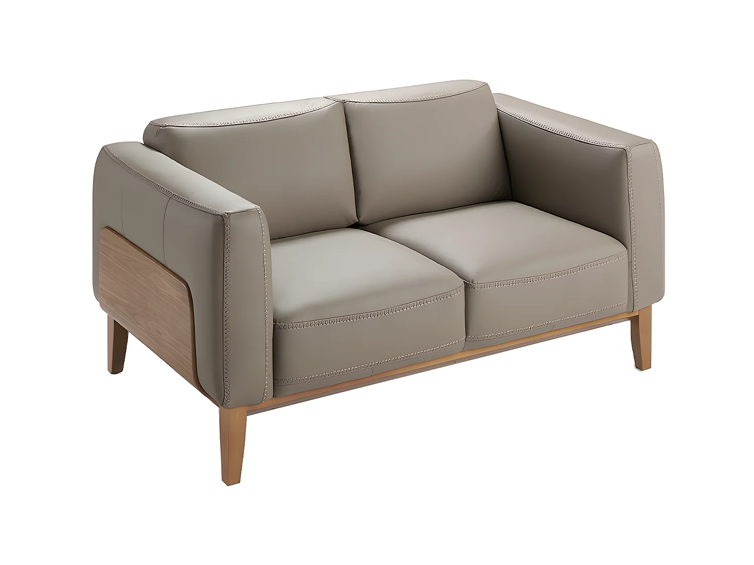 2-zitsbank gestoffeerd in leer met notenhouten details 6028 ANGEL CERDA