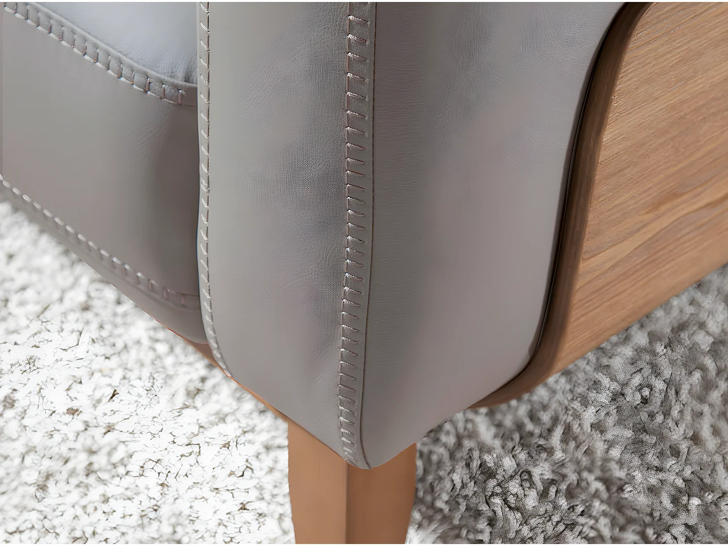 2-zitsbank gestoffeerd in leer met notenhouten details 6028 ANGEL CERDA