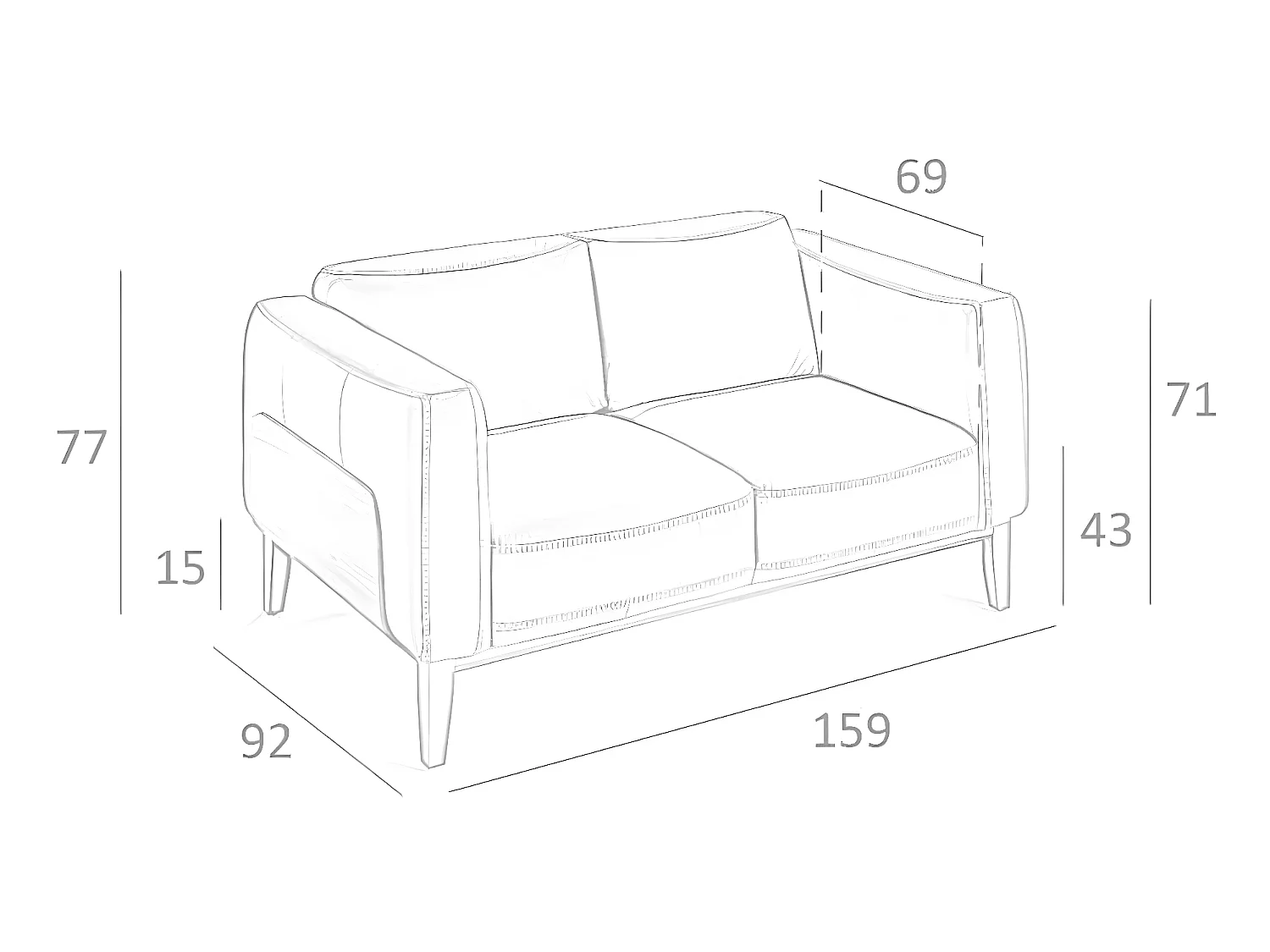 2-zitsbank gestoffeerd in leer met notenhouten details 6028 ANGEL CERDA