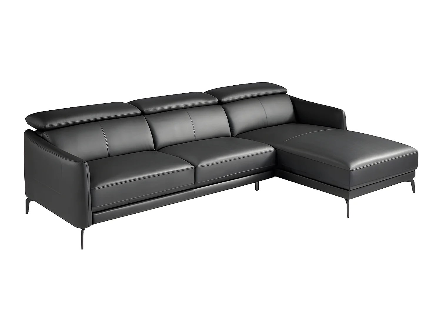 Chaiselongue-Sofa schwarzem Rindsleder  6041 ANGEL CERDA