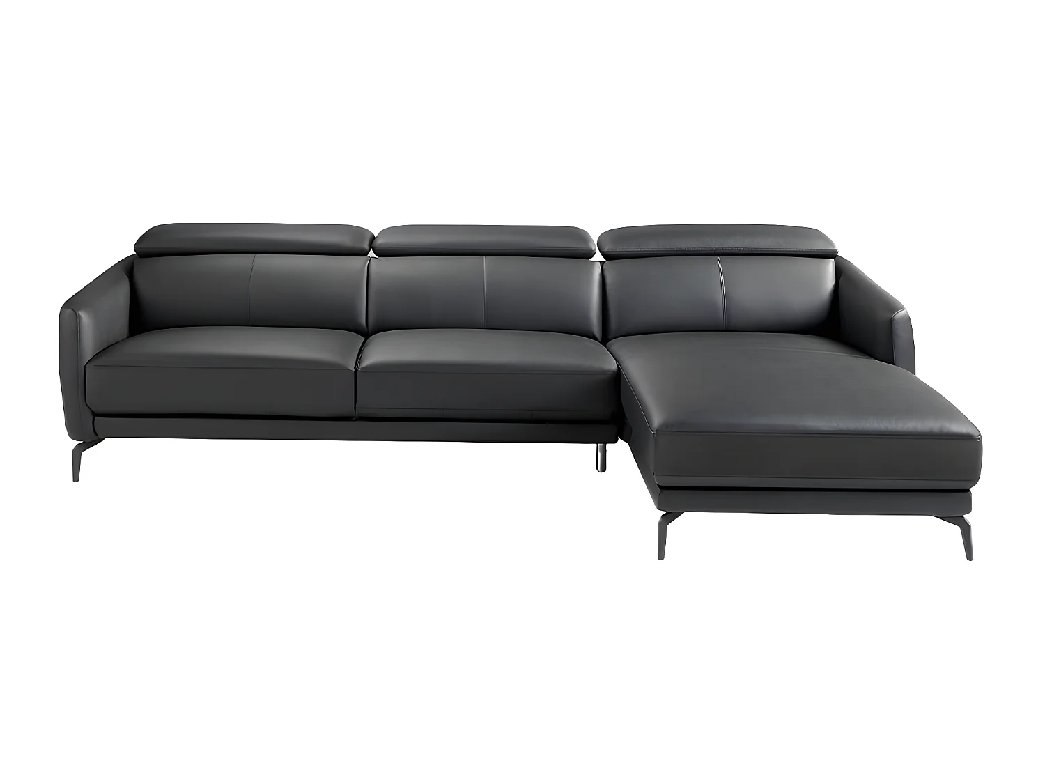 Chaiselongue-Sofa schwarzem Rindsleder  6041 ANGEL CERDA