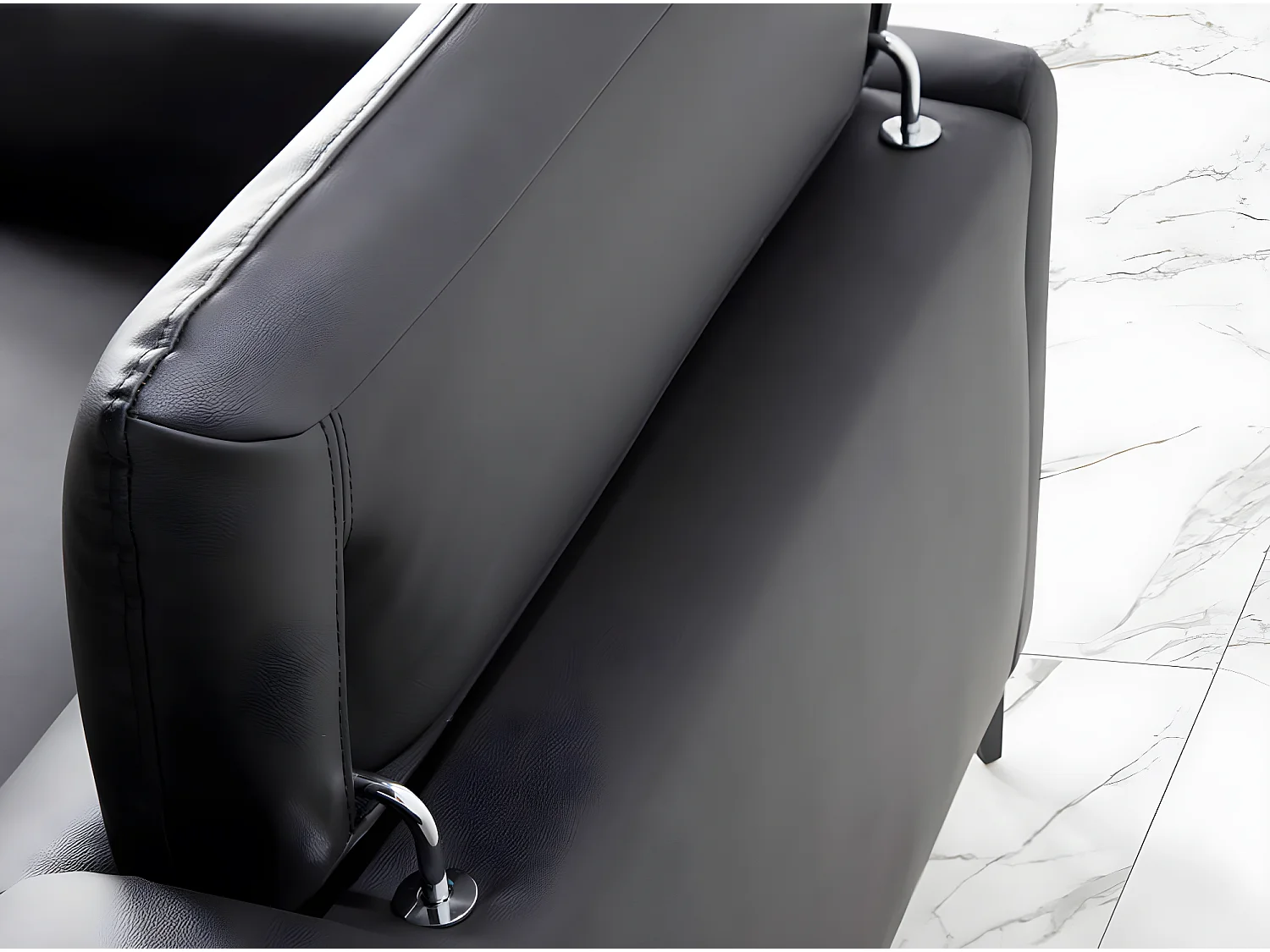 Chaiselongue-Sofa schwarzem Rindsleder  6041 ANGEL CERDA