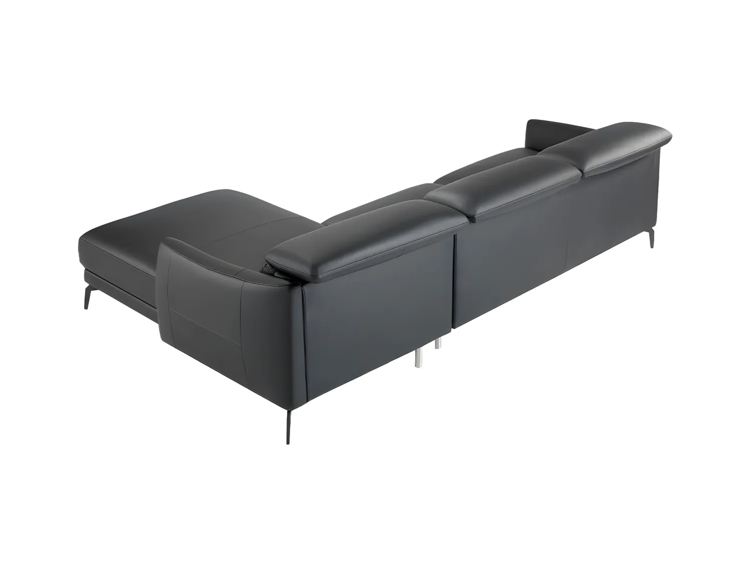 Canapé méridienne en cuir et acier noir 6041 ANGEL CERDA