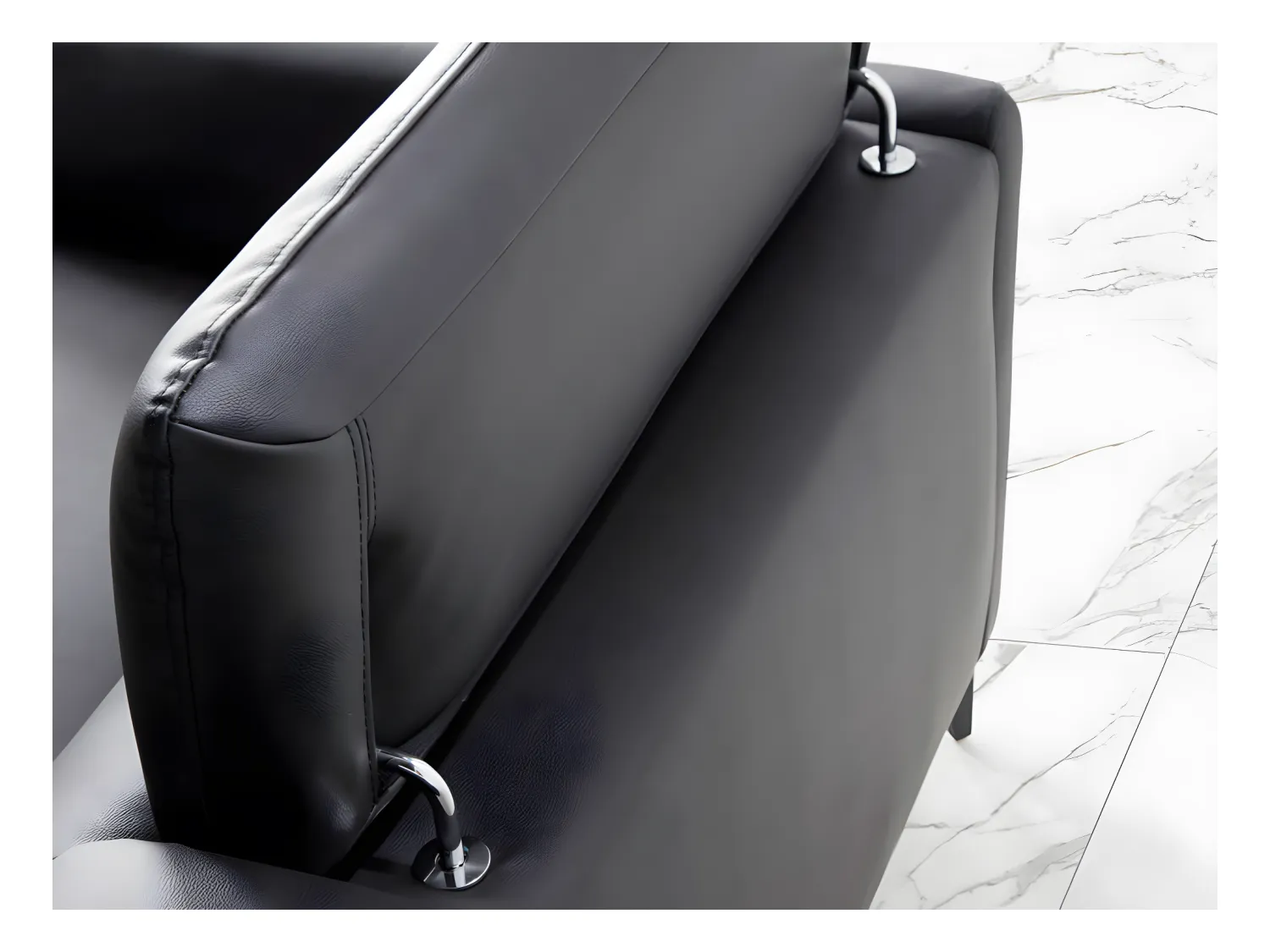 Canapé méridienne en cuir et acier noir 6041 ANGEL CERDA