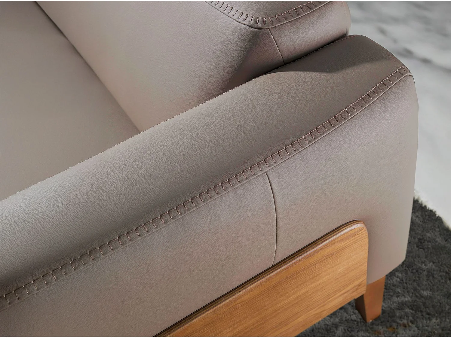Canapé 3 places en cuir beige ANGEL