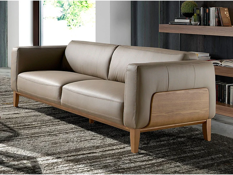 Canapé 3 places en cuir vison 6029 ANGEL CERDA