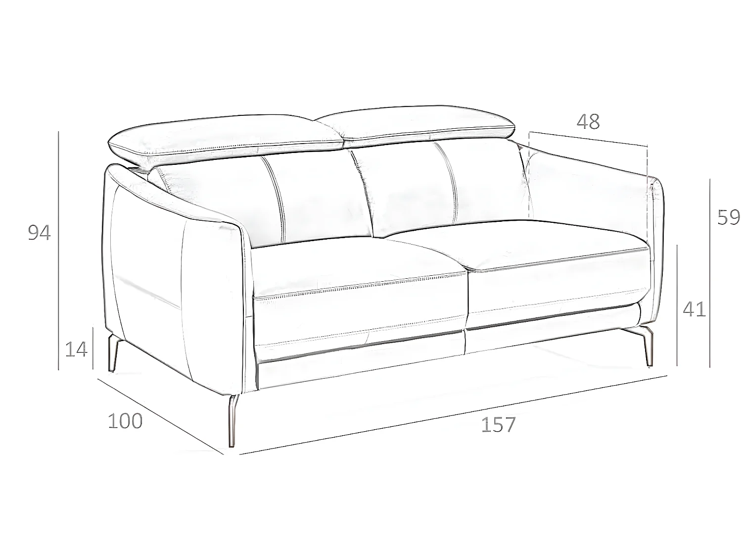 Zwart lederen 2-zitsbank 6058 ANGEL CERDA