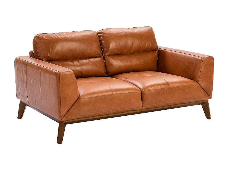 Canapé 2 places en cuir et pieds en bois 6046 ANGEL CERDA